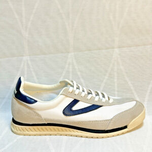 Tretorn Women's sz 8 Rawlins Suede Retro Runner Shoes Sneakers White/Navy